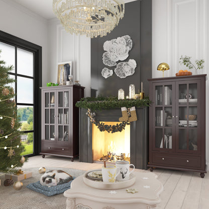 Buffet/meuble de rangement avec étagère à 3 niveaux et portes en acrylique