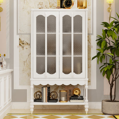 Vitrine de 158 cm de haut (62,2 po) avec portes vitrées, blanche