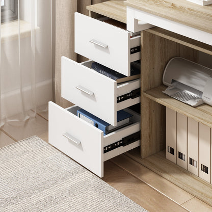 Bureau d'angle en L de 55 pouces avec étagères et tiroirs 