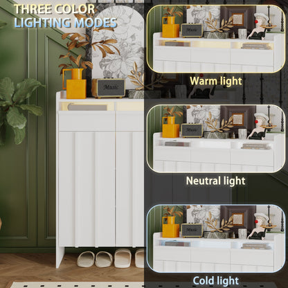 Meuble à chaussures à 3 tiroirs et 3 portes avec éclairage LED