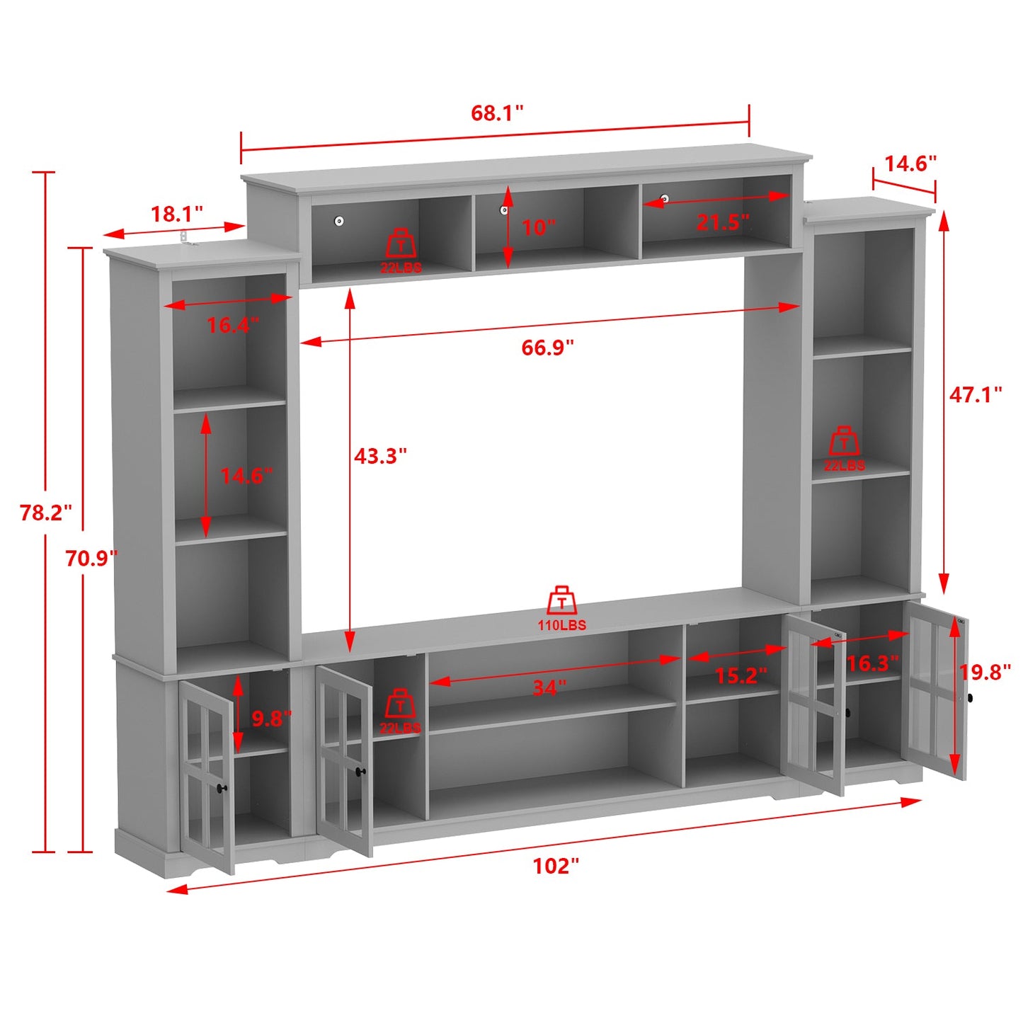 Meuble TV grand centre de divertissement