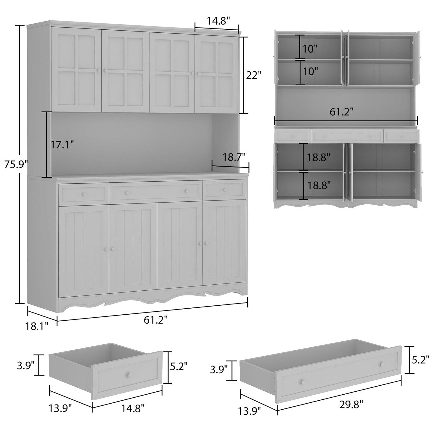 Buffet de rangement avec tiroirs pour cuisine ou salon