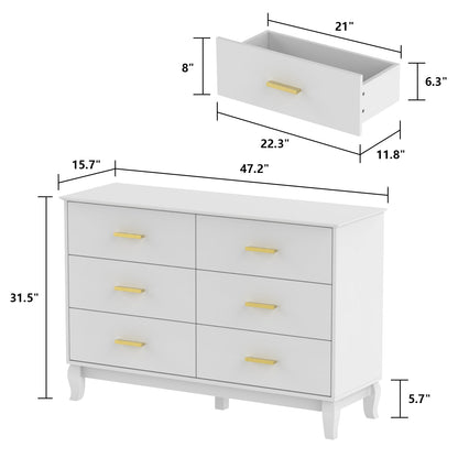 Commode double moderne blanche à 6 tiroirs pour entrée ou salon 