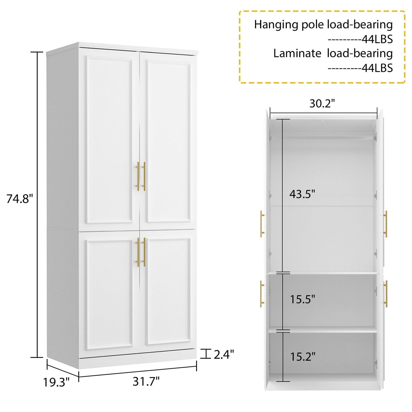 Armoire modulaire de grande taille (74,8 cm) avec portes et tiroirs en verre