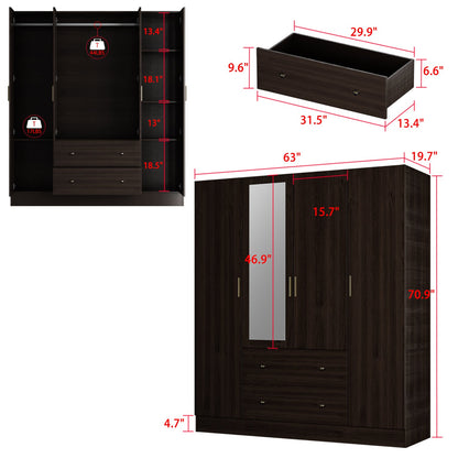 Armoire multifonctionnelle de grand rangement avec miroir
