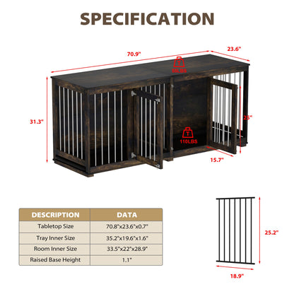 Cage pour animaux de compagnie à double porte de grande taille avec structure renforcée en acier