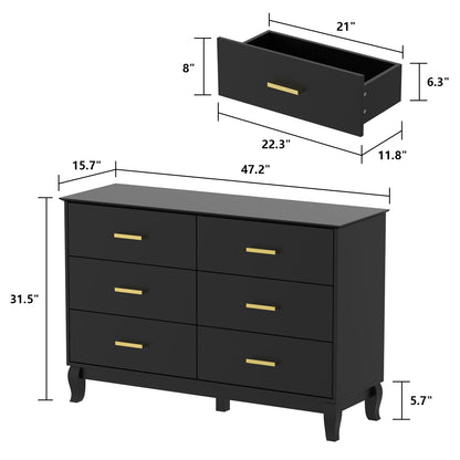 Commode double moderne blanche à 6 tiroirs pour entrée ou salon 