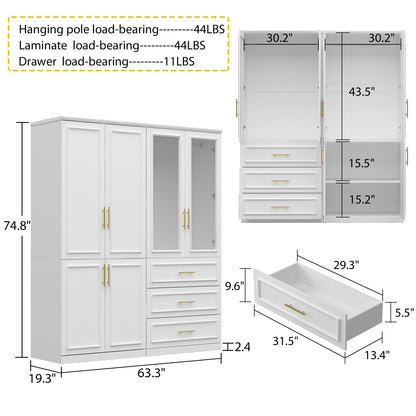 Armoire modulaire de grande taille (74,8 cm) avec portes et tiroirs en verre