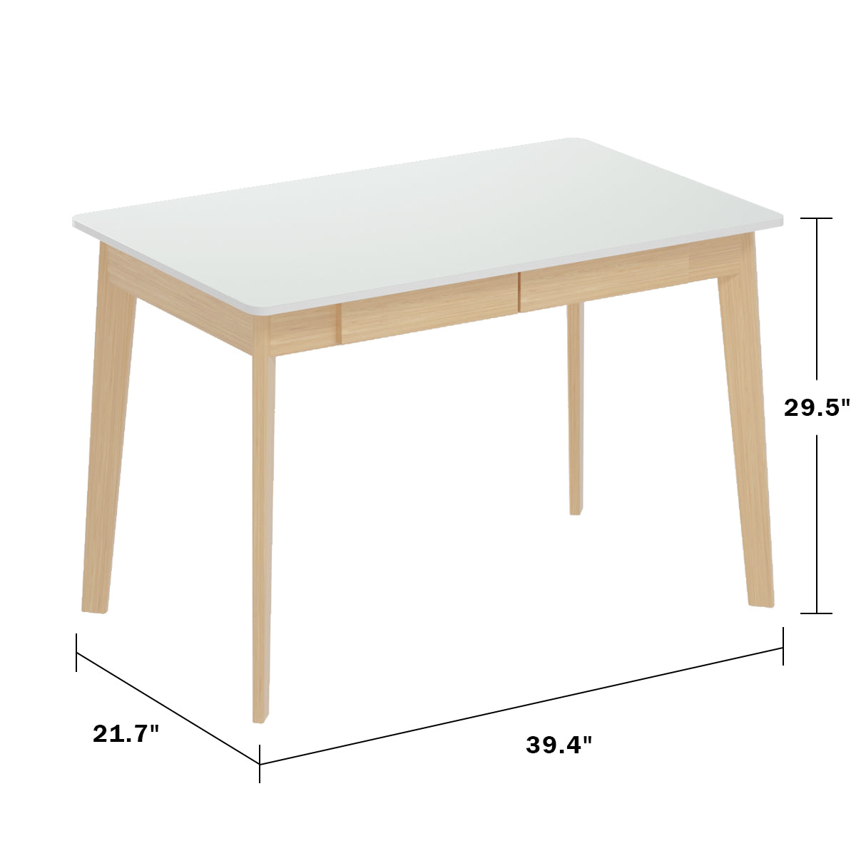 Bureau minimaliste en bois blanc, table d'étude pour bureau, 39,4 cm de large