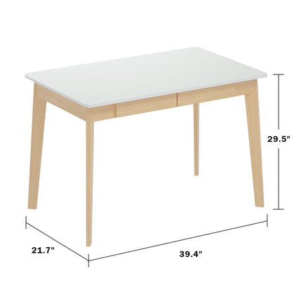 Bureau minimaliste en bois blanc, table d'étude pour bureau, 39,4 cm de large