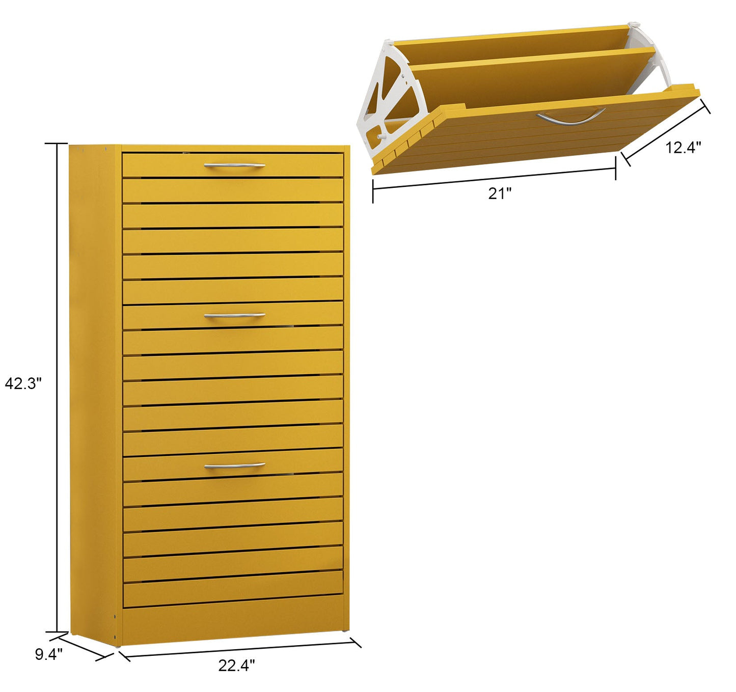 Meuble à chaussures de style campagnard avec 3 portes rabattables, organisateur de chaussures pour entrée/couloir