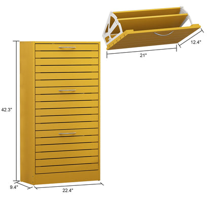 Meuble à chaussures de style campagnard avec 3 portes rabattables, organisateur de chaussures pour entrée/couloir