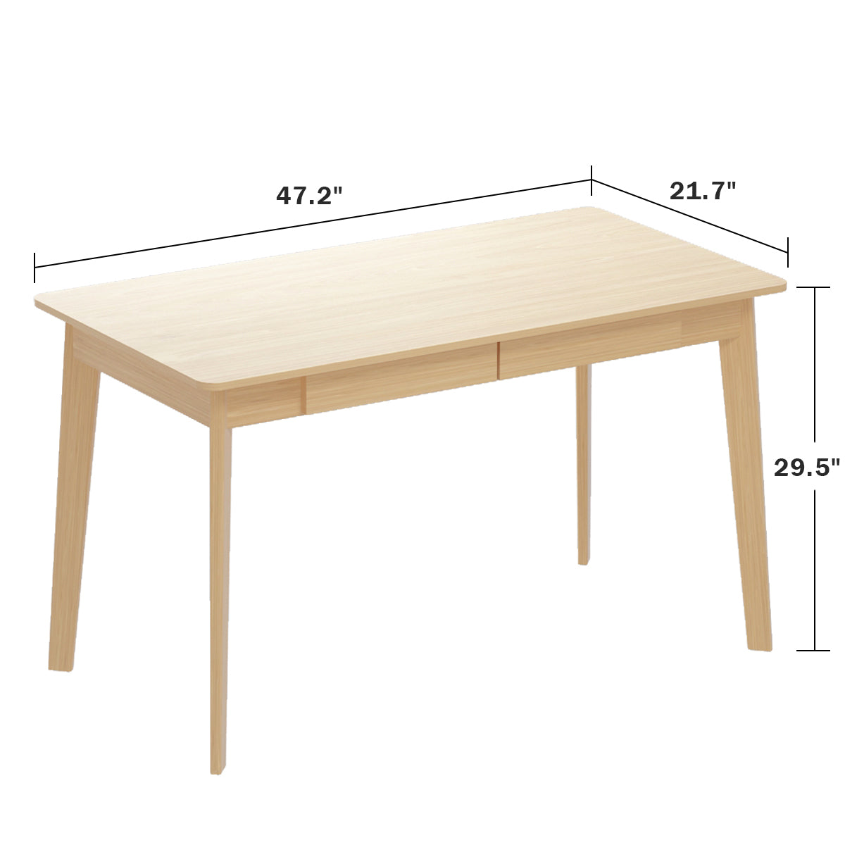 Bureau minimaliste en bois, large et robuste, 47,2 cm de large.