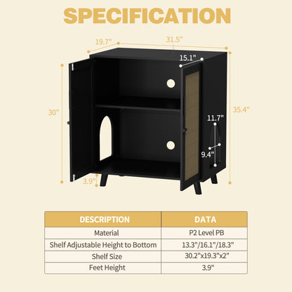 Enclos moderne pour bac à litière pour chat avec serrure et portes en sisal