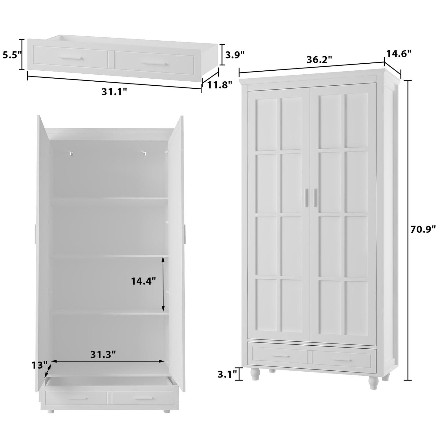 Armoire de rangement à 1 tiroir de 92 cm de large