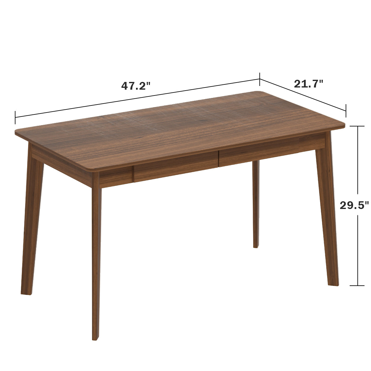 Bureau minimaliste en bois, large et robuste, 47,2 cm de large.