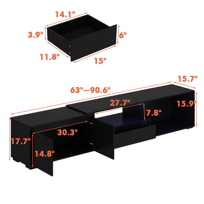 Meuble TV extensible moderne avec longueur réglable et éclairage LED – Console multimédia élégante pour le salon