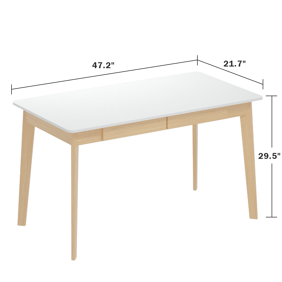 Bureau minimaliste en bois, large et robuste, 47,2 cm de large.