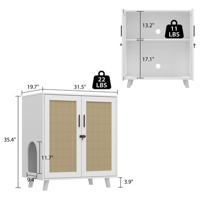 Enclos moderne pour bac à litière pour chat avec serrure et portes en sisal