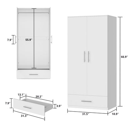 Armoire à 2 portes et 1 tiroir pour le rangement de la chambre