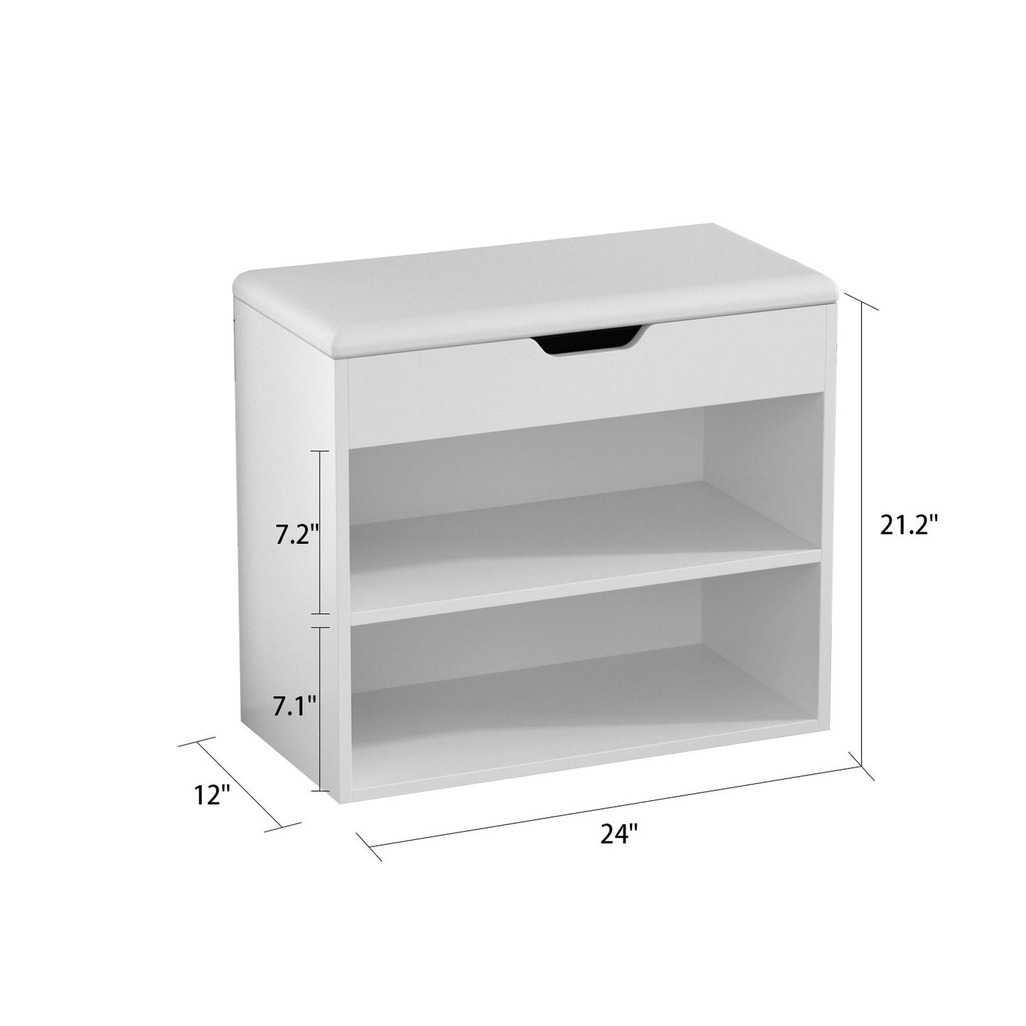 Banc de rangement pour chaussures, étagère à chaussures rembourrée avec 2 compartiments