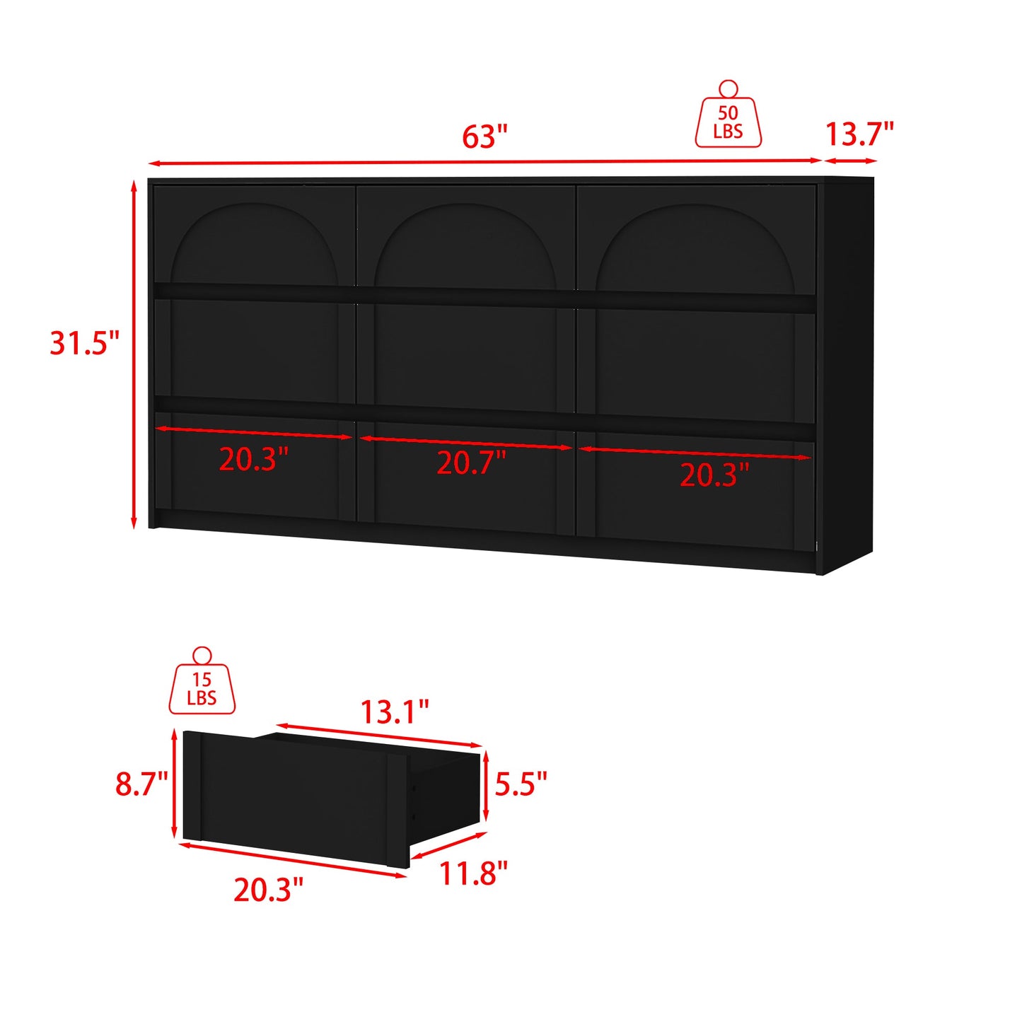 Buffet à 9 tiroirs au design élégant