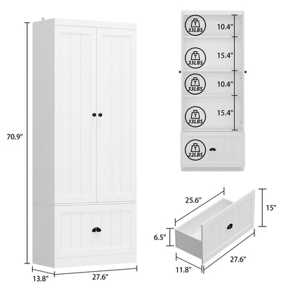 Meuble d'entrée avec étagère, rangement à chaussures et armoire à manteaux.