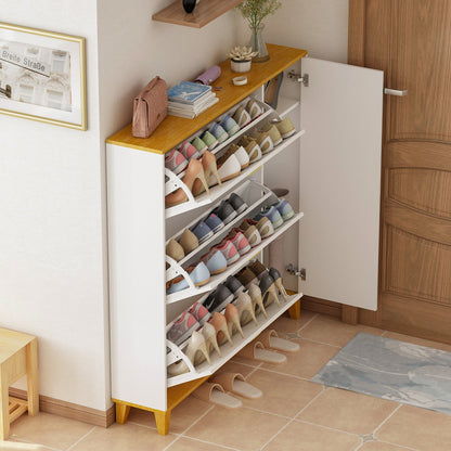 Meuble à chaussures moderne avec 3 compartiments et 1 casier - Organisateur de chaussures pour entrée