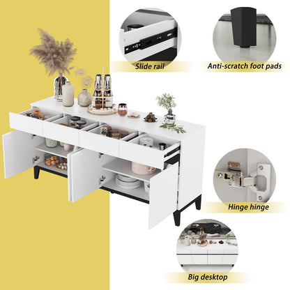 Buffet moderne à 4 portes et 4 tiroirs, meuble de rangement pour cuisine
