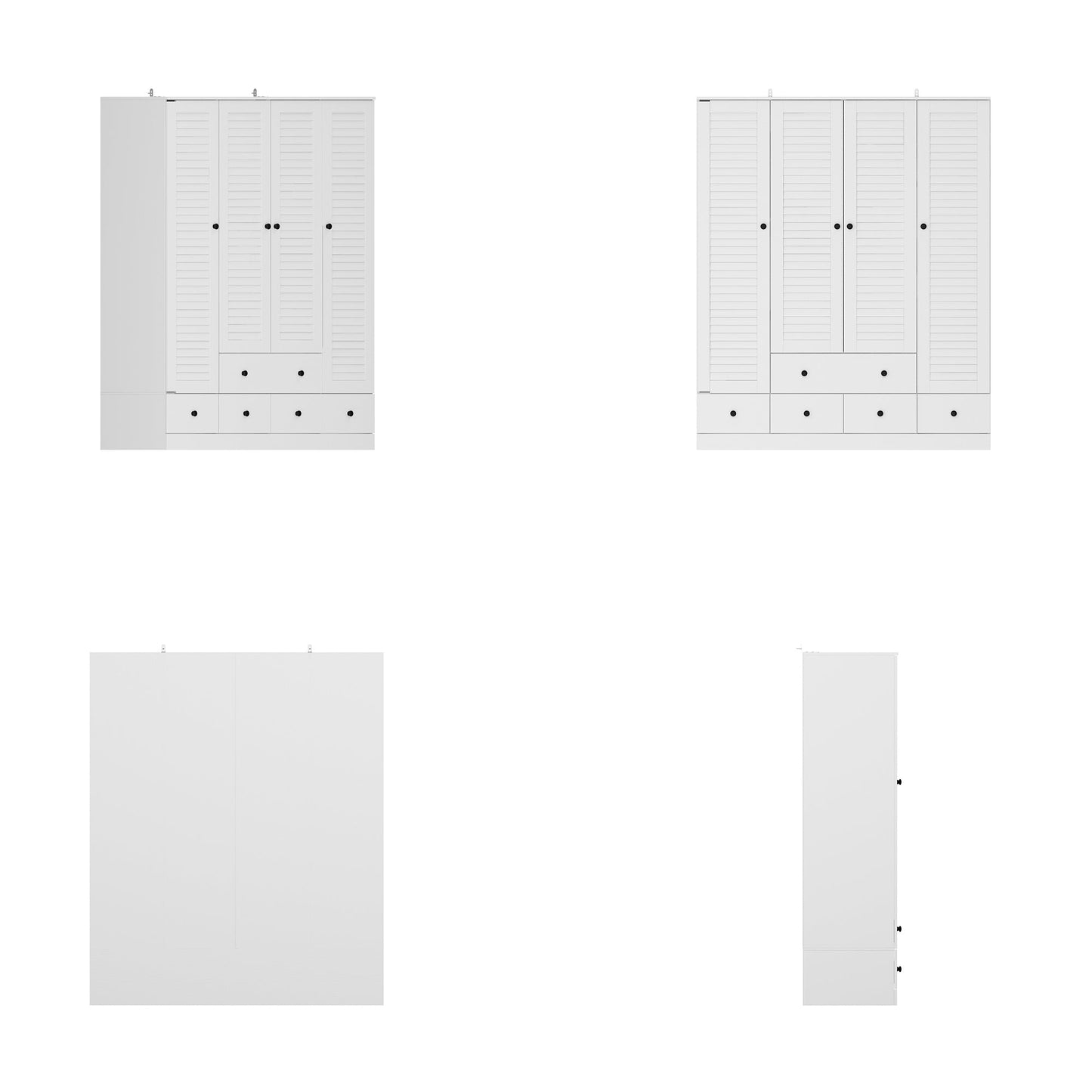 Grande armoire-penderie pour chambre à coucher, meuble de rangement à 4 portes et 5 tiroirs