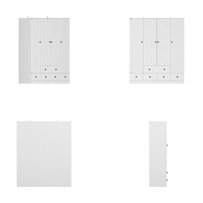 Grande armoire-penderie pour chambre à coucher, meuble de rangement à 4 portes et 5 tiroirs