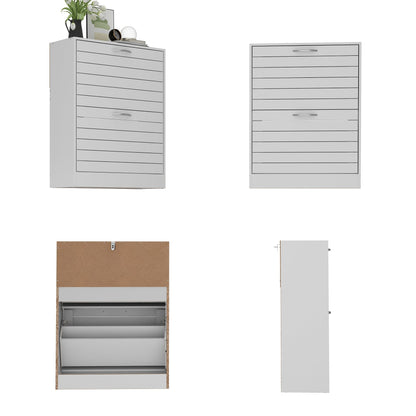 Meuble à chaussures à 2 tiroirs rabattables, meuble de rangement à chaussures à 2 niveaux pour entrée 