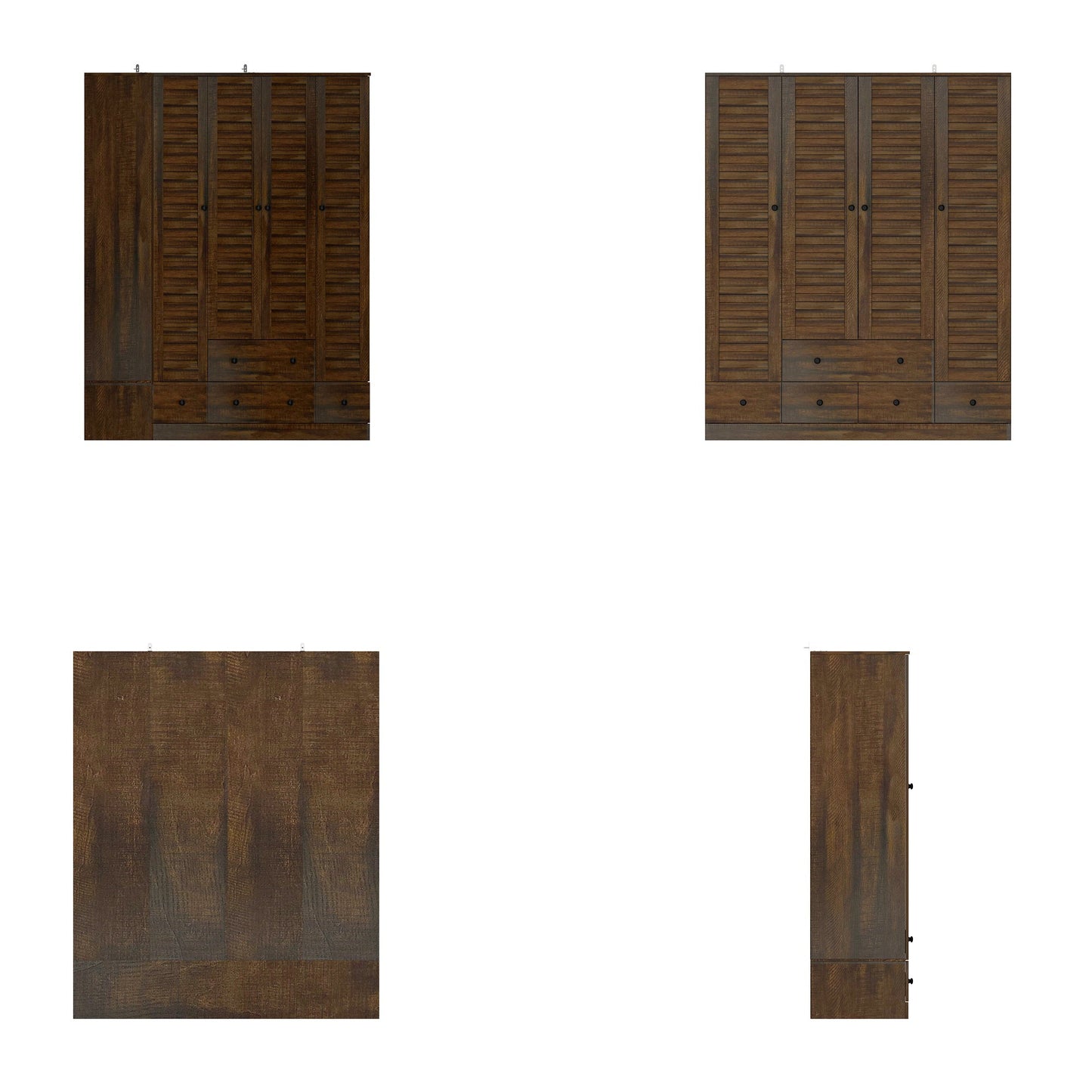 Grande armoire-penderie pour chambre à coucher, meuble de rangement à 4 portes et 5 tiroirs