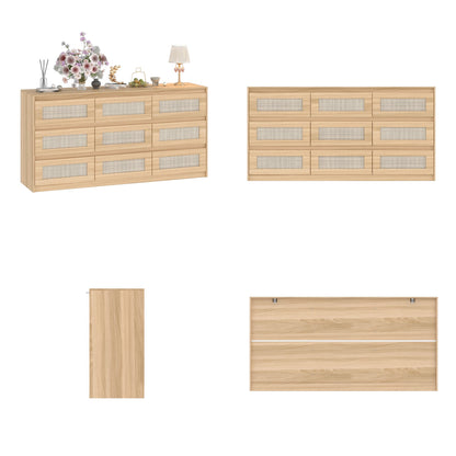 Commode en bois moyen à 9 tiroirs de 62,9 cm de large