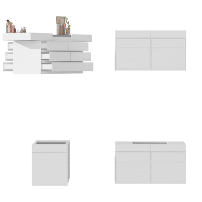 Commode à 12 tiroirs et 1 étagère, au design élégant et au plateau en verre trempé