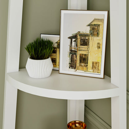 Étagère d'angle rustique à 5 niveaux, bibliothèque d'angle industrielle, étagère échelle, support pour plantes pour salon 