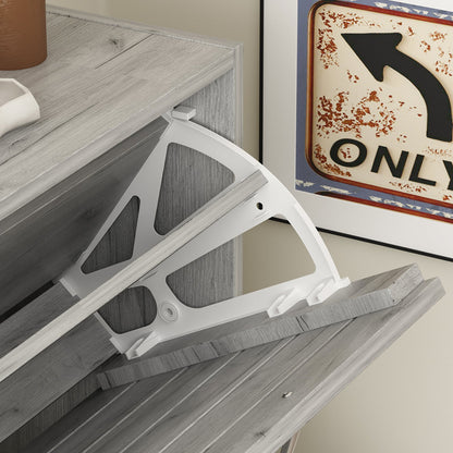 Meuble à chaussures de style campagnard avec 3 portes rabattables, organisateur de chaussures pour entrée/couloir