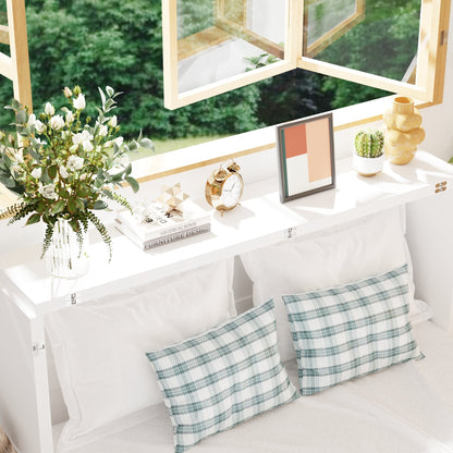 Lit escamotable pliable avec tables de chevet et finition blanche