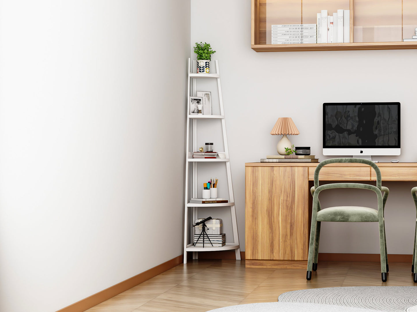 Étagère d'angle rustique à 5 niveaux, bibliothèque d'angle industrielle, étagère échelle, support pour plantes pour salon 