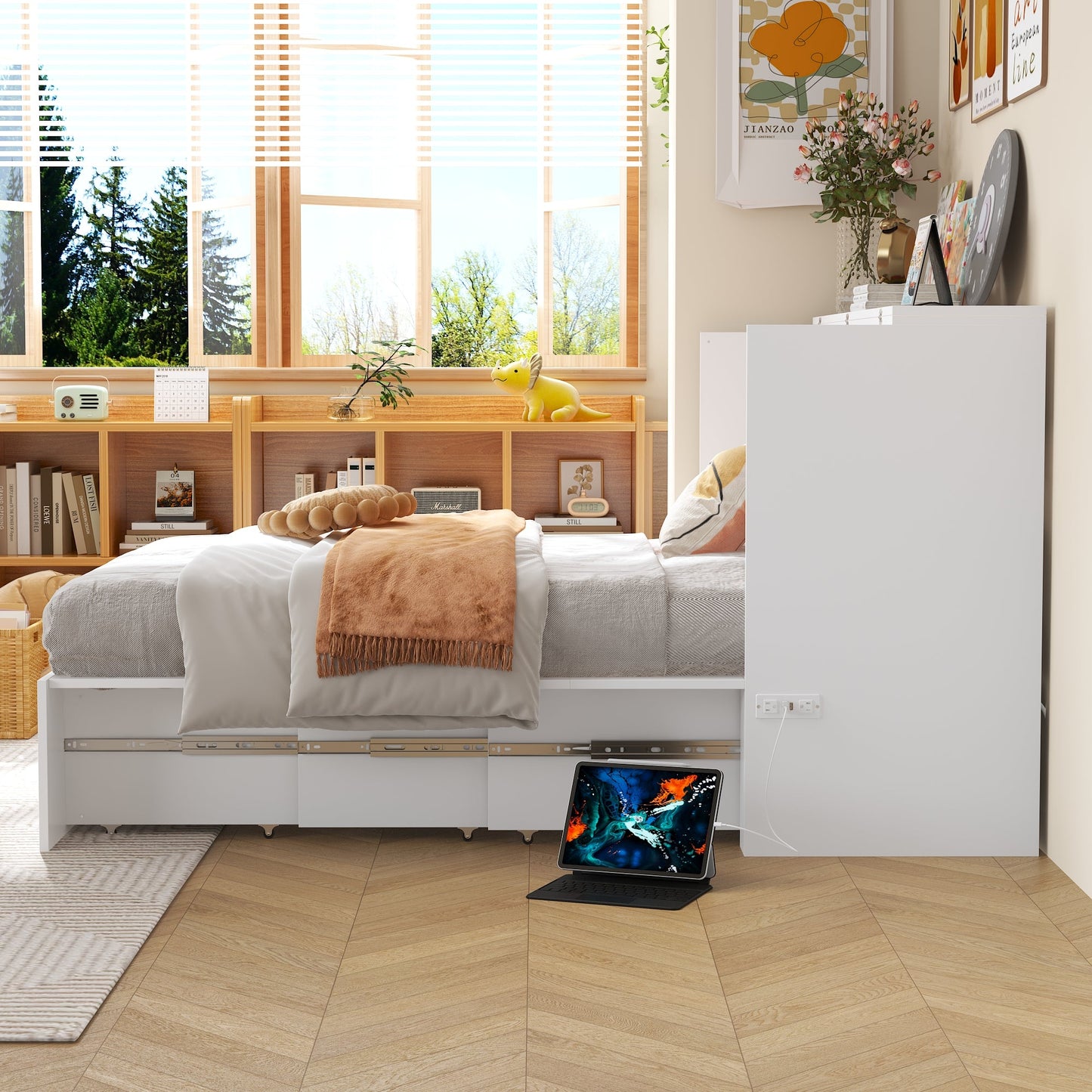 Lit pliant Detravious avec prises électriques