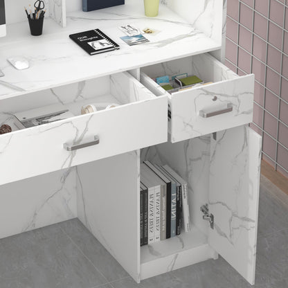 Bureau d'accueil moderne en bois avec armoire de rangement verrouillable, 47 pouces de large. 