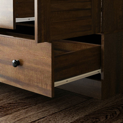 Grande armoire-penderie pour chambre à coucher, meuble de rangement à 4 portes et 5 tiroirs