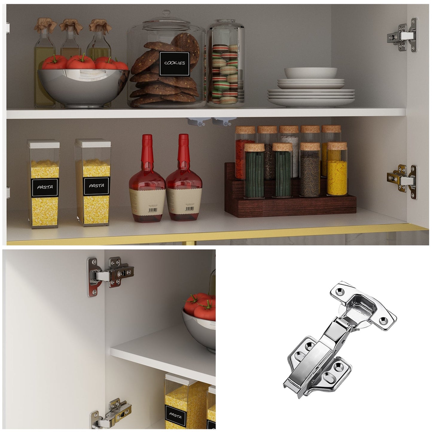 Buffet large noir avec tiroir et portes escamotables