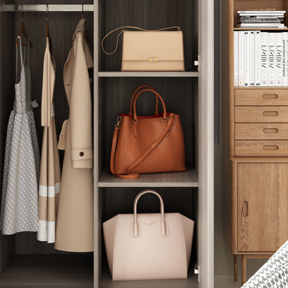 Armoire de rangement en bois manufacturé, grande penderie familiale avec barres de suspension