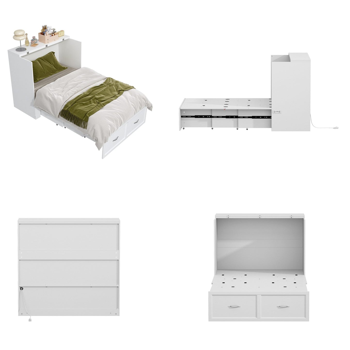 Lit escamotable pliable avec prises électriques