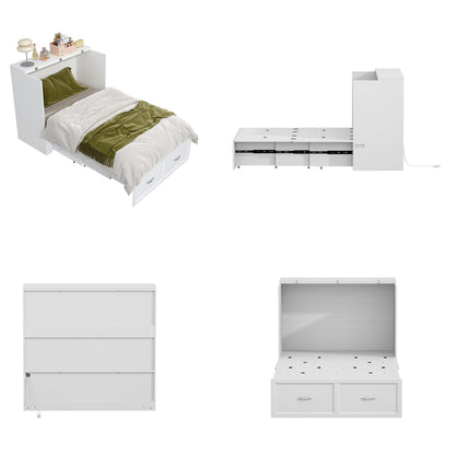 Lit escamotable pliable avec prises électriques