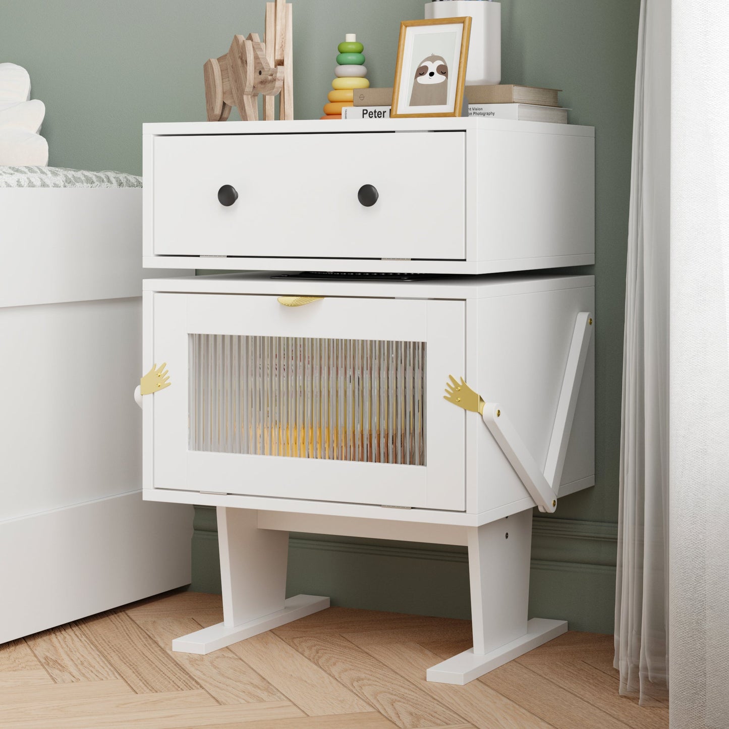 Table de chevet créative en forme de robot et rotation à 360°