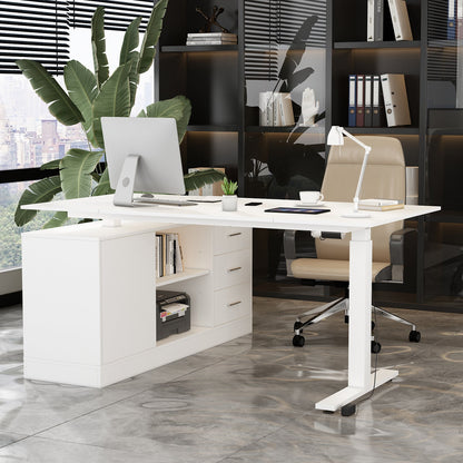 Bureau assis-debout extra-large avec vérin électrique - Plateau de 63 x 31,5 cm