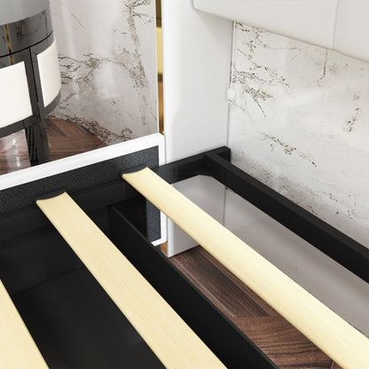 Lit élégant avec cadre durable et tête de lit confortable