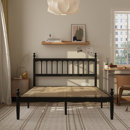 Cadre de lit en bois massif - Hévéa et pin, design élégant et robustesse, format Queen